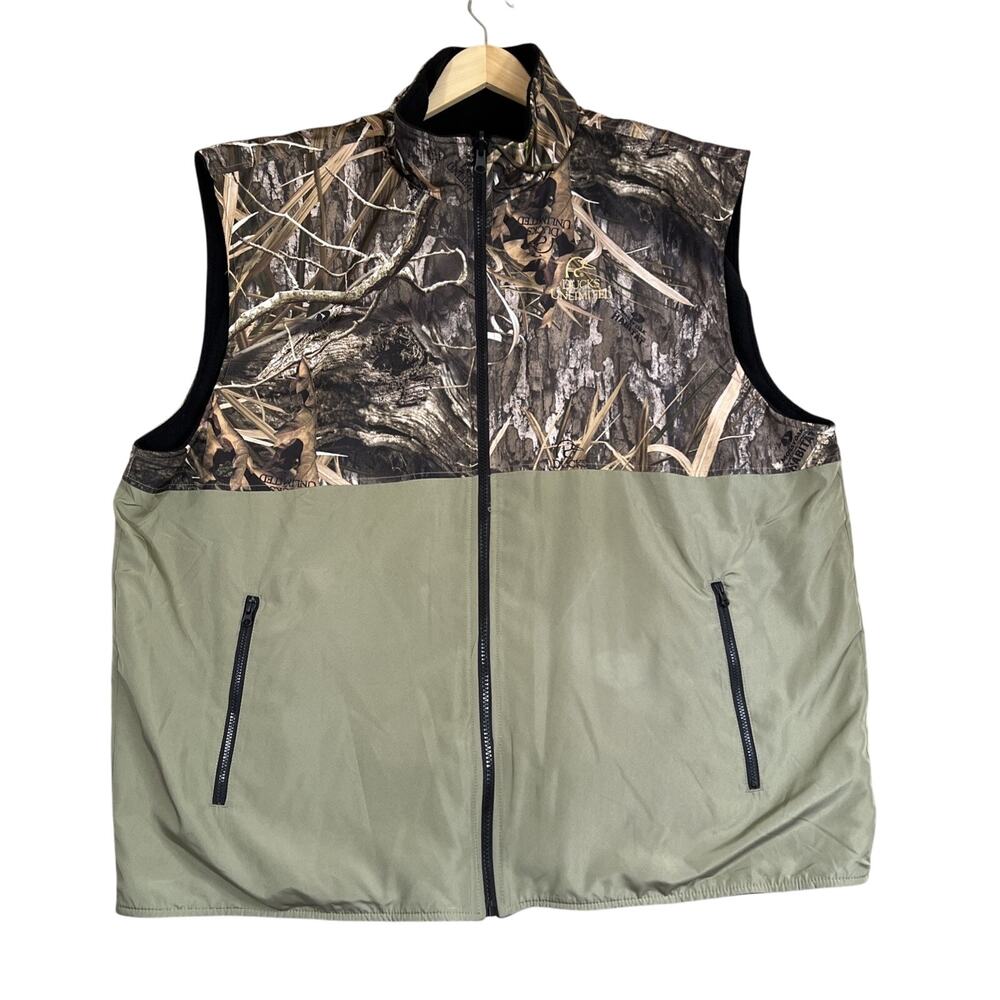 Mossy Oak Ducks Unlimited Fleece Lined Vest Mens 2X Shadow Grass Habitat Camo